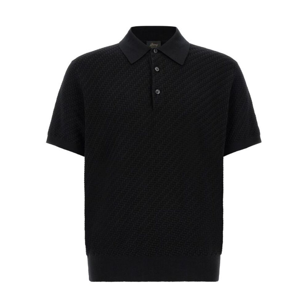 Brioni Black Cotton Polo Men's Shirt